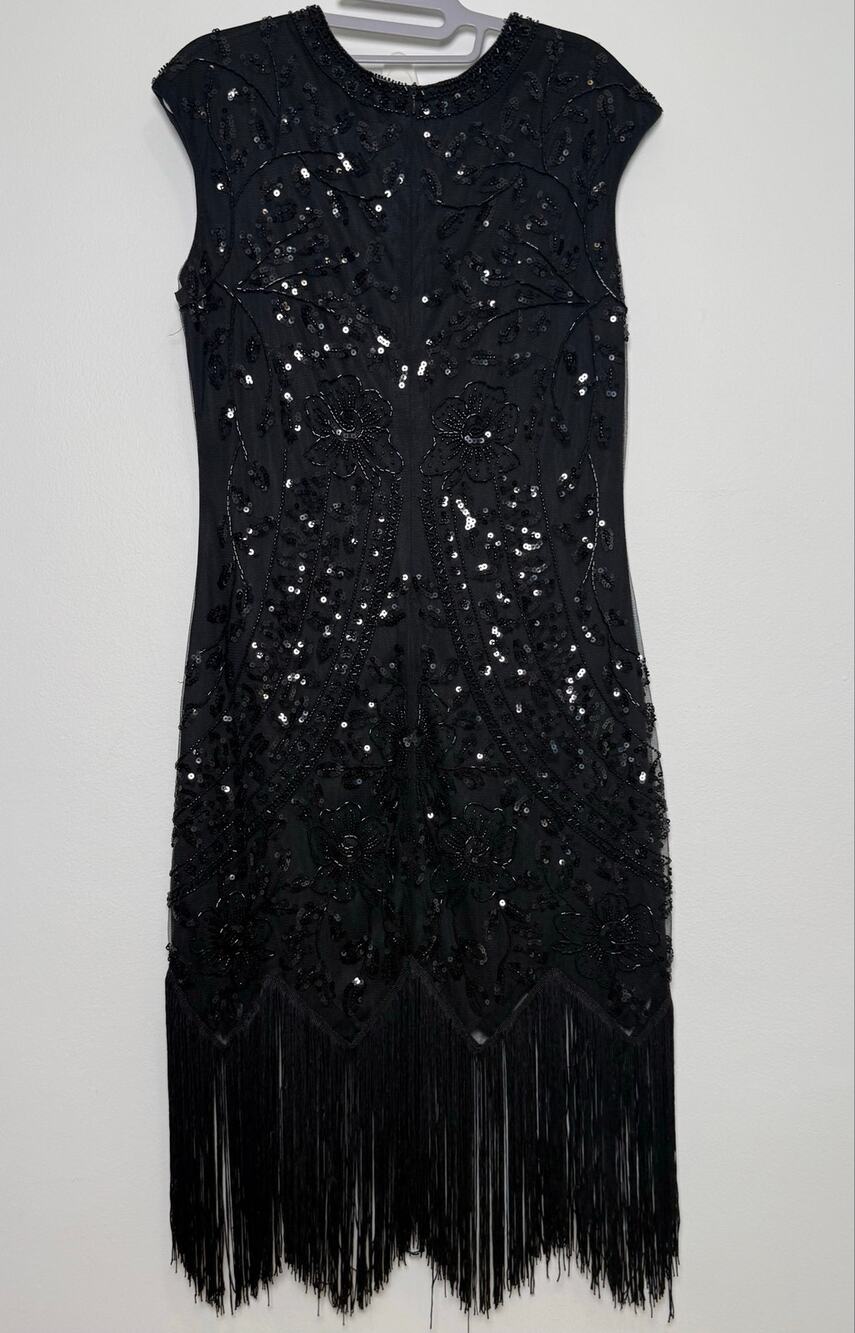 Babeyond Beaded Fringe Flapper Gatsby Style Roaring 20s Dress Womens Large NWT